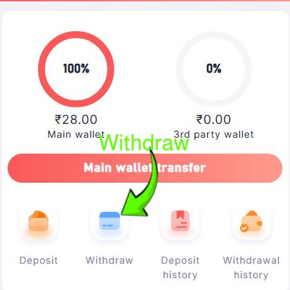 91Club Withdraw option